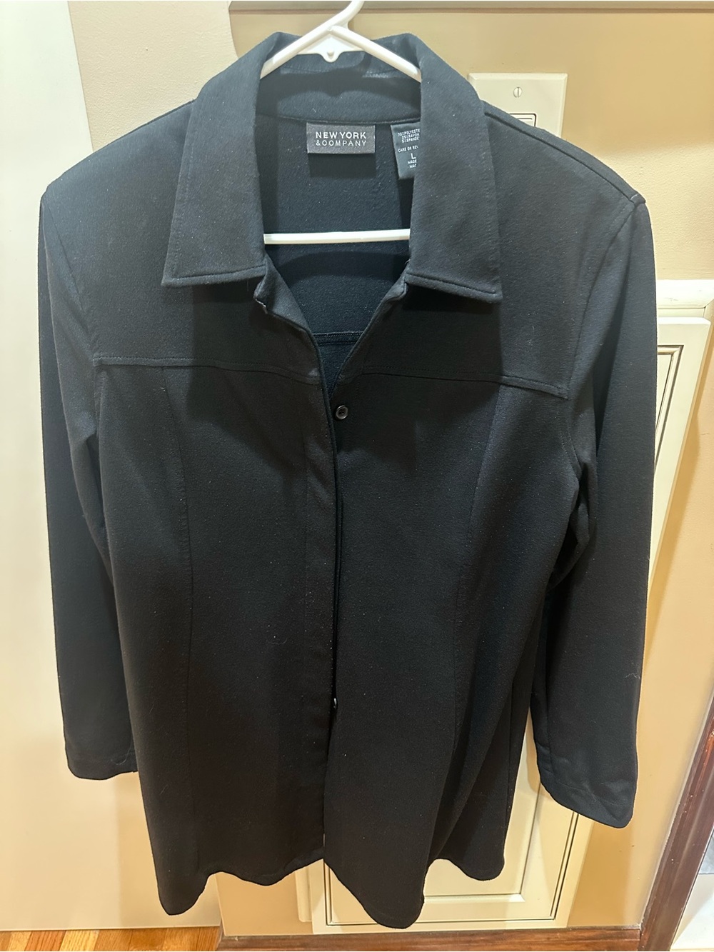 New York & Company Women's Black Lightweight Long Blazer/Jacket